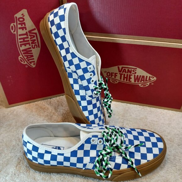 Vans Men's 9.5/Women's 11 Authentic Blue/Gum Checkerboard VN0009PVY6Z - Picture 10 of 12